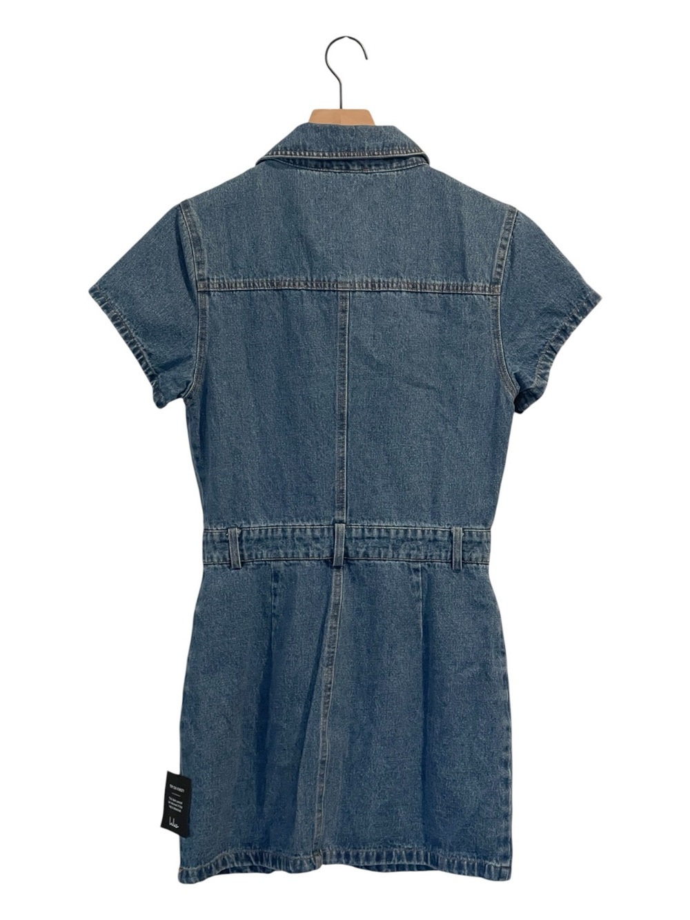 NWT Lulus Medium Wash Denim Mini Dress, Button Front, Short Sleeves, Size Small - Picture 4 of 16